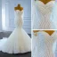 Luxe Blanche La Mariée Robe De Mariée 2021 Trompette / Sirène De l'épaule Manches Longues Dos Nu Perlage Paillettes Train De Balayage Volants