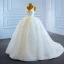 Luxury / Gorgeous White Bridal Wedding Dresses 2021 Ball Gown Deep V-Neck Sleeveless Backless Beading Sequins Glitter Tulle Court Train Ruffle