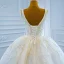 Luxury / Gorgeous White Bridal Wedding Dresses 2021 Ball Gown Deep V-Neck Sleeveless Backless Beading Sequins Glitter Tulle Court Train Ruffle