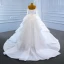 Luxury / Gorgeous White Bridal Wedding Dresses 2021 Ball Gown Off-The-Shoulder Long Sleeve Backless Beading Sequins Chapel Train Ruffle