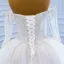 Luxury / Gorgeous White Bridal Wedding Dresses 2021 Ball Gown Off-The-Shoulder Long Sleeve Backless Beading Sequins Chapel Train Ruffle