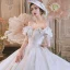 Luxury / Gorgeous White Satin Bridal Wedding Dresses 2021 Ball Gown Off-The-Shoulder 1/2 Sleeves Backless Appliques Lace Handmade  Beading Royal Train Ruffle