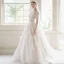 Illusion Champagne La Mariée Robe De Mariée 2021 Princesse Transparentes Encolure Dégagée Gonflée Manches Courtes Dos Nu Appliques En Dentelle Perlage Tribunal Train Volants
