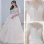 Illusion Champagne La Mariée Robe De Mariée 2021 Princesse Transparentes Encolure Dégagée Gonflée Manches Courtes Dos Nu Appliques En Dentelle Perlage Tribunal Train Volants