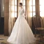 Illusion Champagne Transparentes Robe De Mariée 2019 Princesse Encolure Dégagée 3/4 Manches Dos Nu Appliques En Dentelle Perle Longue Volants