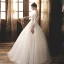 Illusion Champagne Transparentes Robe De Mariée 2019 Princesse Encolure Dégagée 3/4 Manches Dos Nu Appliques En Dentelle Perle Longue Volants