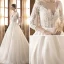 Illusion Champagne Transparentes Robe De Mariée 2019 Princesse Encolure Dégagée 3/4 Manches Dos Nu Appliques En Dentelle Perle Longue Volants