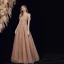 Haut de Gamme Marron Dansant Robe De Bal 2021 Princesse Une épaule Bretelles Spaghetti Manches Courtes Perlage Perle Glitter Tulle Longue Volants Dos Nu Robe De Ceremonie