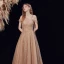 Haut de Gamme Marron Dansant Robe De Bal 2021 Princesse Une épaule Bretelles Spaghetti Manches Courtes Perlage Perle Glitter Tulle Longue Volants Dos Nu Robe De Ceremonie