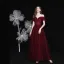 High-end Burgundy Dancing Prom Dresses 2021 A-Line / Princess Off-The-Shoulder Short Sleeve Beading Glitter Tulle Floor-Length / Long Ruffle Backless Formal Dresses