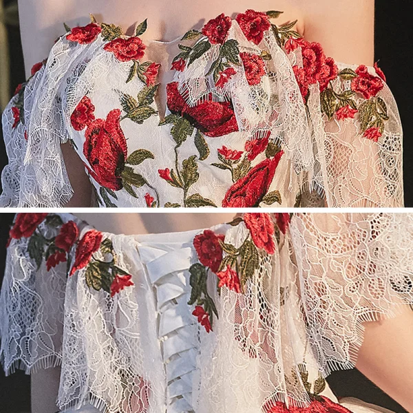 Fée Des Fleurs Blanche La Mariée Robe De Mariée 2021 Robe Boule De l'épaule Manches Courtes Dos Nu Rose Appliques En Dentelle Glitter Tulle Cathedral Train Volants