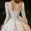 Vintage / Retro Ivory Bridal Wedding Dresses 2021 Ball Gown Square Neckline 3/4 Sleeve Backless Appliques Lace Beading Glitter Tulle Cathedral Train Ruffle