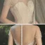 Glitzernden Champagner Durchsichtige Hochzeits Brautkleider / Hochzeitskleider 2021 Ballkleid Rundhalsausschnitt Kurze Ärmel Rückenfreies Perlenstickerei Pailletten Glanz Tülle Kathedrale Schleppe Rüschen
