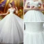 Modest / Simple Ivory Organza Wedding Dresses 2019 Ball Gown Off-The-Shoulder Short Sleeve Backless Court Train Ruffle