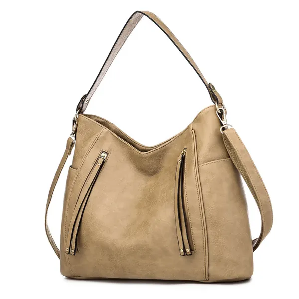 Vintage / Retro Khaki Shoulder Bags Messenger Bag 2021 PU Casual Women's Bags