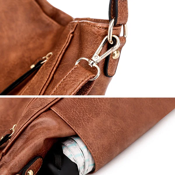 Vintage / Retro Khaki Shoulder Bags Messenger Bag 2021 PU Casual Women's Bags