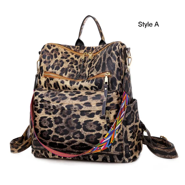 Fancy Brown Leopard Backpacks Shoulder Bags 2021 Suede PU Women's Bags