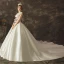 Schlicht Ivory / Creme Satin Brautkleider / Hochzeitskleider 2019 A Linie V-Ausschnitt Ärmellos Schleife Stoffgürtel Kathedrale Schleppe Rüschen