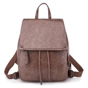 Vintage Retro Brown Backpacks 2021 Pu Casual Women S Bags