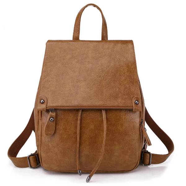 Vintage Bruin Rugzakken 2021 PU Toevallig Dames Tassen