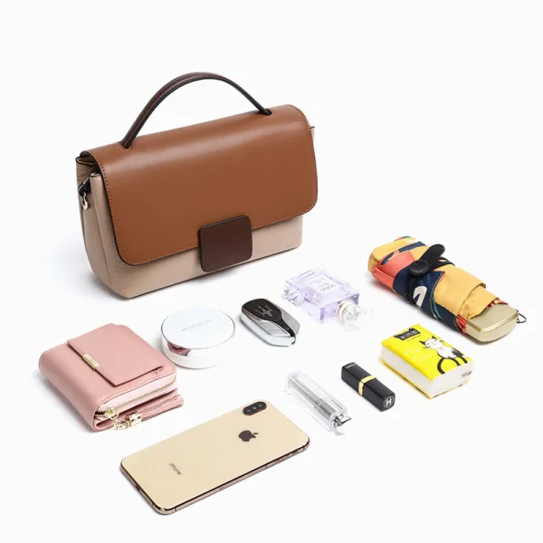 Modest / Simple Brown Square Messenger Bag Crossbody Bags Handbag 2021 PU Women's Bags