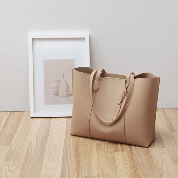 Modest / Simple Brown Square Tote Bag Shopping Bag Shoulder Bags 2021 Leather Women's Bags