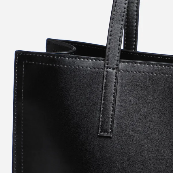 Modest / Simple Black Square Tote Bag Shopping Bag Shoulder Bags 2021 Leather Casual Women's Bags