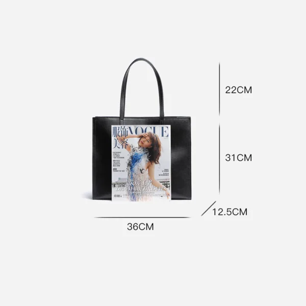 Modest / Simple Black Square Tote Bag Shopping Bag Shoulder Bags 2021 Leather Casual Women's Bags