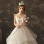 Mode Champagne Bröllopsklänningar 2019 Prinsessa Spaghettiband Ärmlös Halterneck Chapel Train Cascading Volanger