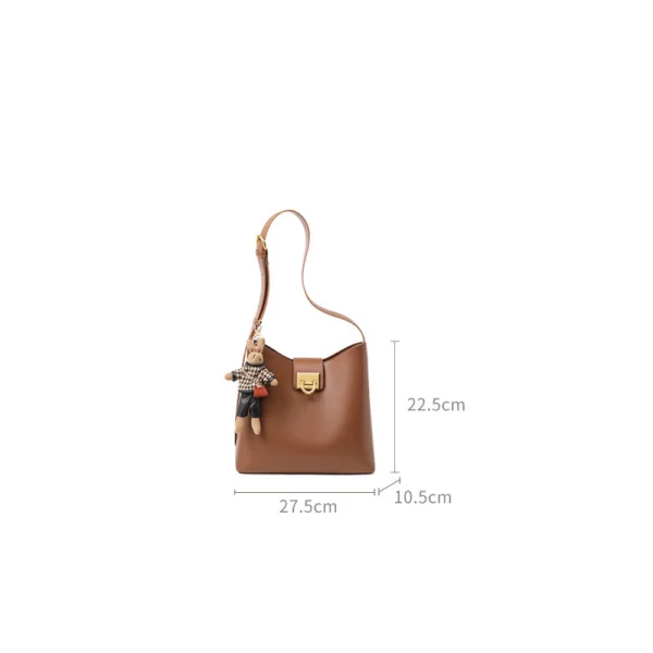 Modest / Simple Brown Square Shoulder Bags 2021 Leather Casual Women's Bags