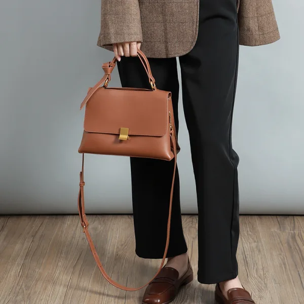 Fashion Brown Square Messenger Bag Crossbody Bags Handbag 2021 Leather Casual Women's Bags