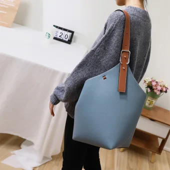2 Piece Ocean Blue Shopping Bag Shoulder Bags Purse 2021 Leather Casual Women S Bags