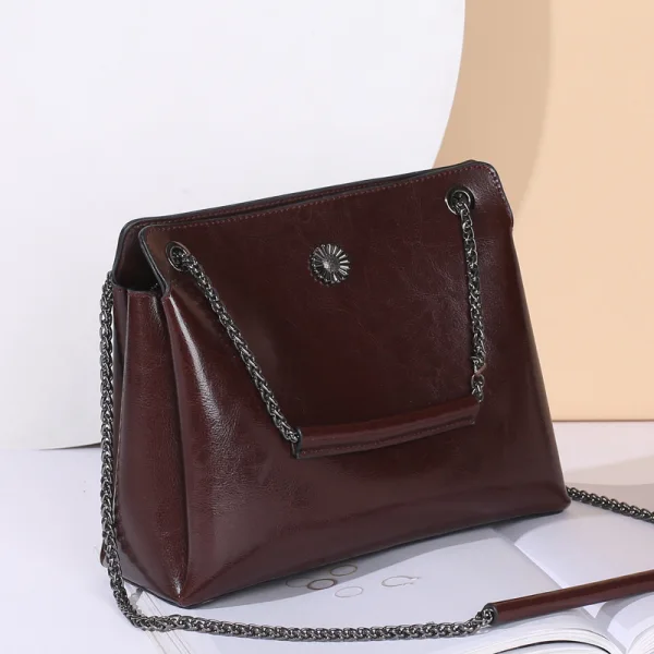 Modest / Simple Brown Square Handbag Shoulder Bags 2021 Leather Women's Bags