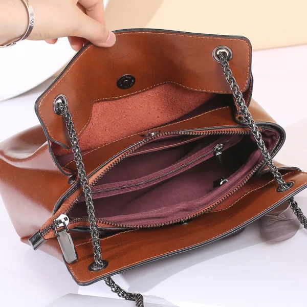 Modest / Simple Brown Square Handbag Shoulder Bags 2021 Leather Women's Bags