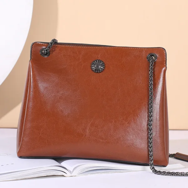 Modest / Simple Brown Square Handbag Shoulder Bags 2021 Leather Women's Bags