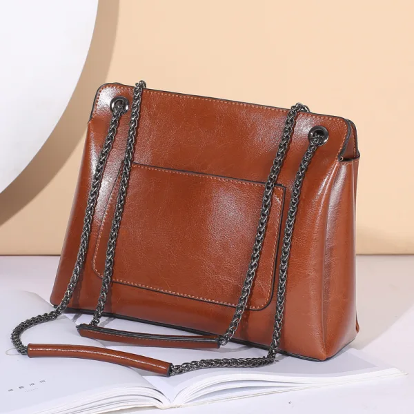 Modest / Simple Brown Square Handbag Shoulder Bags 2021 Leather Women's Bags