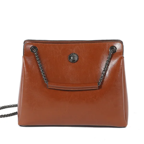 Modest / Simple Brown Square Handbag Shoulder Bags 2021 Leather Women's Bags