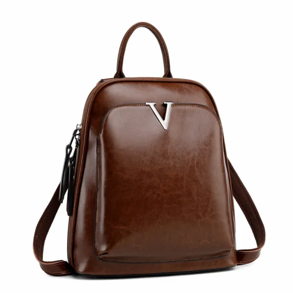 Vintage / Retro Coffee Backpacks Handbag 2021 Leather Casual Women's Bags