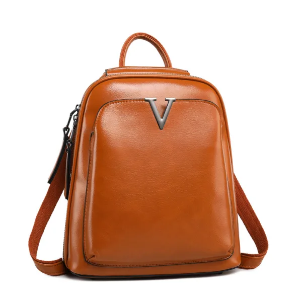 Vintage / Retro Coffee Backpacks Handbag 2021 Leather Casual Women's Bags