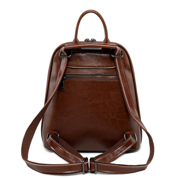 Vintage / Retro Coffee Backpacks Handbag 2021 Leather Casual Women's Bags