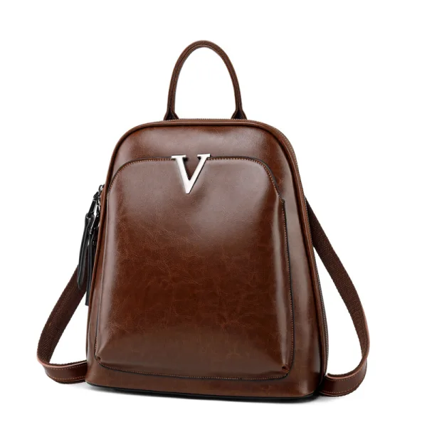 Vintage / Retro Coffee Backpacks Handbag 2021 Leather Casual Women's Bags
