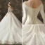 Vintage / Retro Ivory Wedding Dresses 2019 A-Line / Princess See-through Scoop Neck Long Sleeve Backless Appliques Lace Chapel Train Ruffle