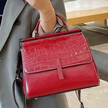 Fashion Burgundy Alligator Print Messenger Bag Handbag 2021 Leather Casual Women S Bags