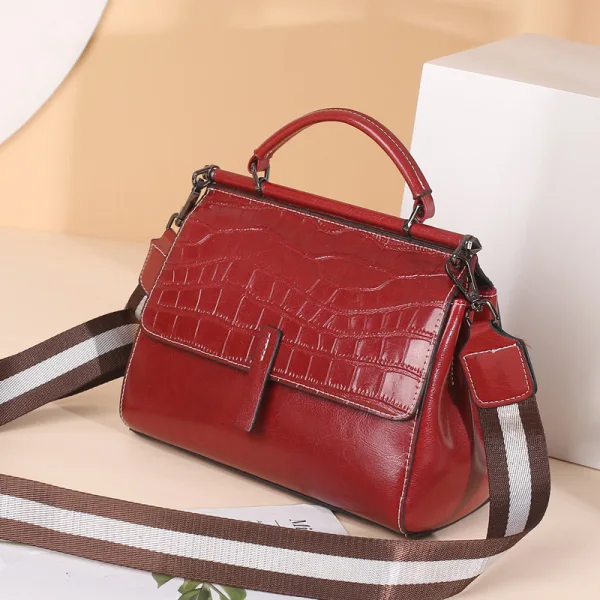 Fashion Burgundy Alligator Print Messenger Bag Handbag 2021 Leather Casual Women's Bags
