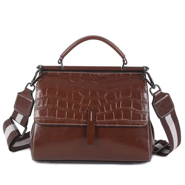Fashion Burgundy Alligator Print Messenger Bag Handbag 2021 Leather Casual Women's Bags