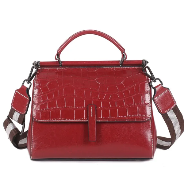 Fashion Burgundy Alligator Print Messenger Bag Handbag 2021 Leather Casual Women's Bags
