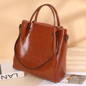 Modest Simple Brown Square Tote Bag Shoulder Bags Messenger Bag Handbag 2021 Leather Casual Women S Bags
