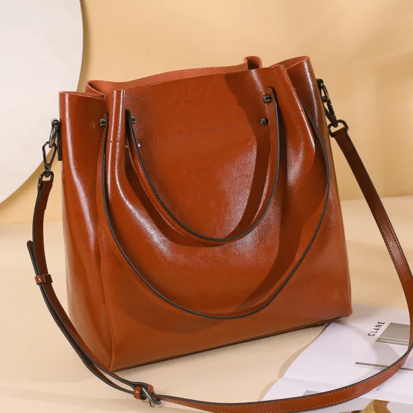 Modest / Simple Brown Square Tote Bag Shoulder Bags Messenger Bag Handbag 2021 Leather Casual Women's Bags