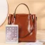 Modest / Simple Brown Square Tote Bag Shoulder Bags Messenger Bag Handbag 2021 Leather Casual Women's Bags