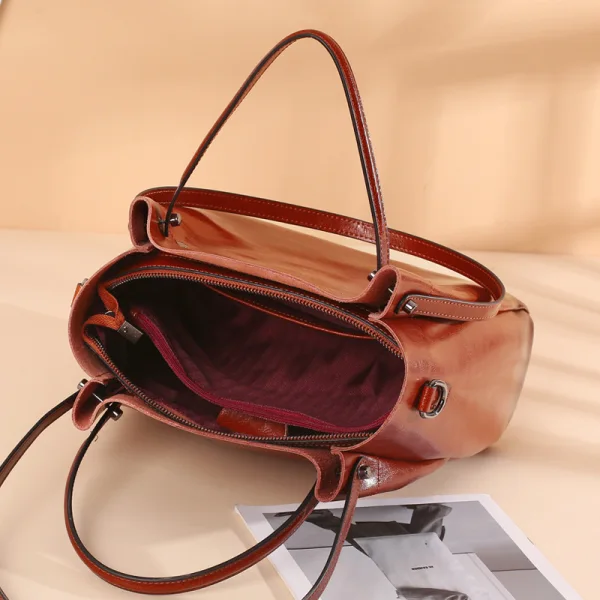 Modest / Simple Brown Square Tote Bag Shoulder Bags Messenger Bag Handbag 2021 Leather Casual Women's Bags